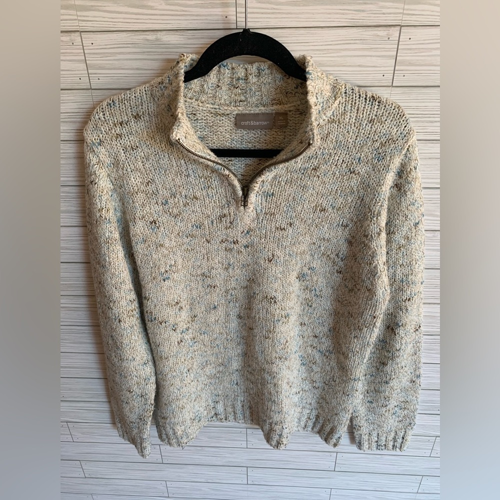 croft & barrowCream Speckled Half-Zip Sweater